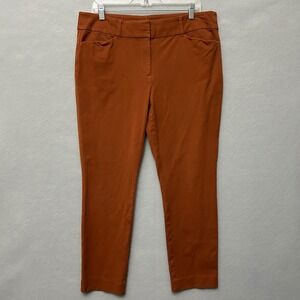 Loft Sutton Skinny Ankle Pants Womens 12 Burnt Orange Stretch Cotton Blend